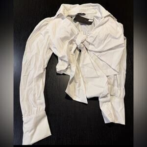 Elegant White Blouse with Bow Detail